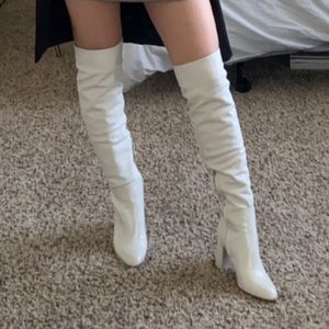 Zara White Thigh High Boots